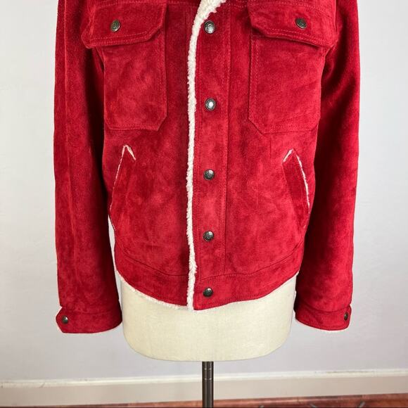 Saint Laurent Red Suede Boyfriend Shearling Jacket NWT XLarge - Picture 3 of 11